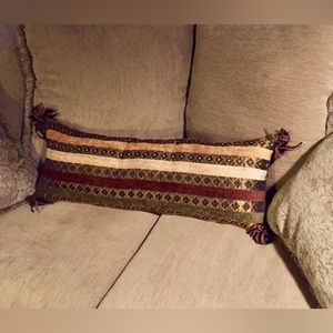 6205 Handcrafted Tasseled Very regal EXTRA long Decorative Throw Pillow